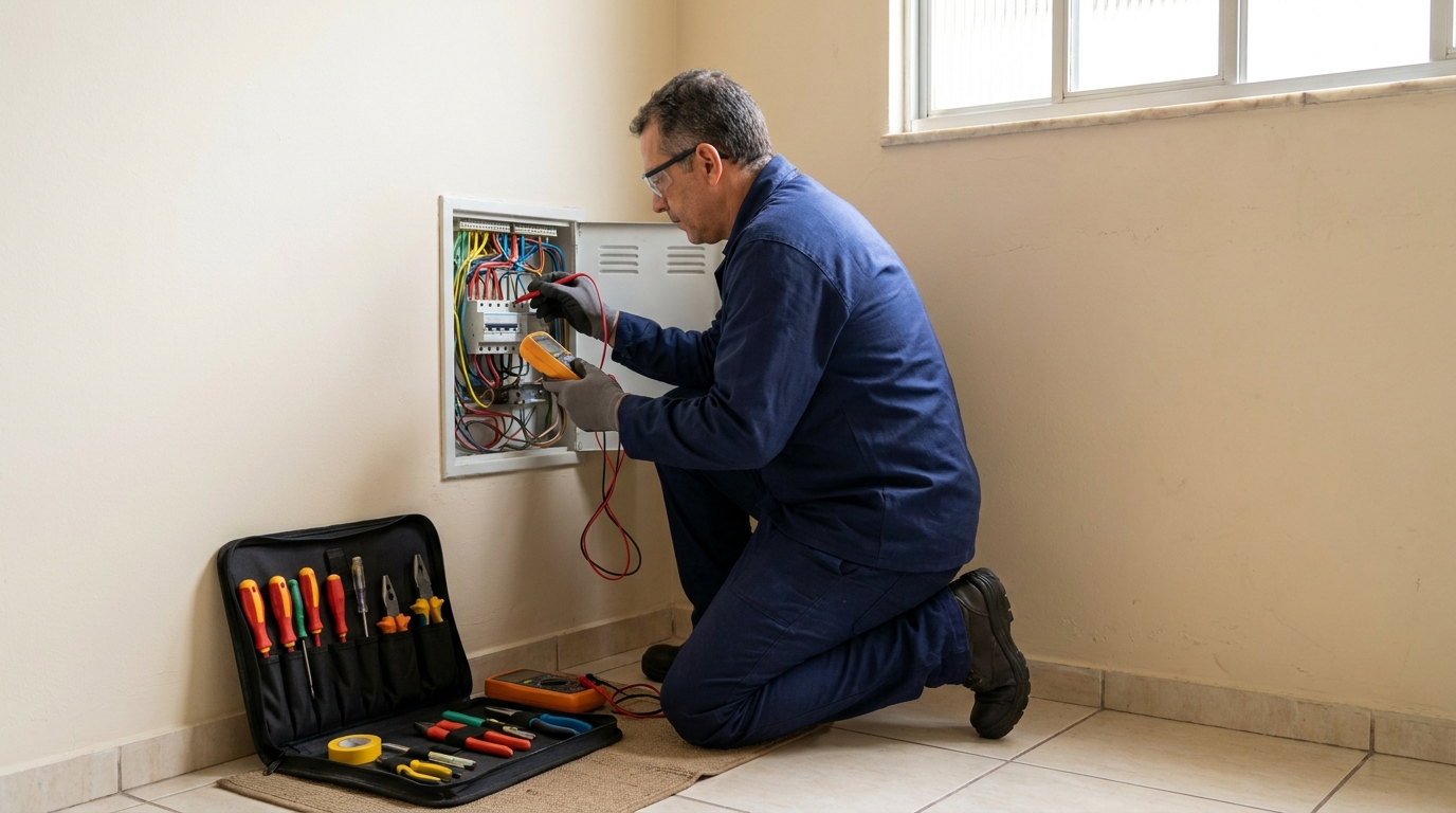 Eletricista atendendo em residência em Duque de Caxias‑RJ
